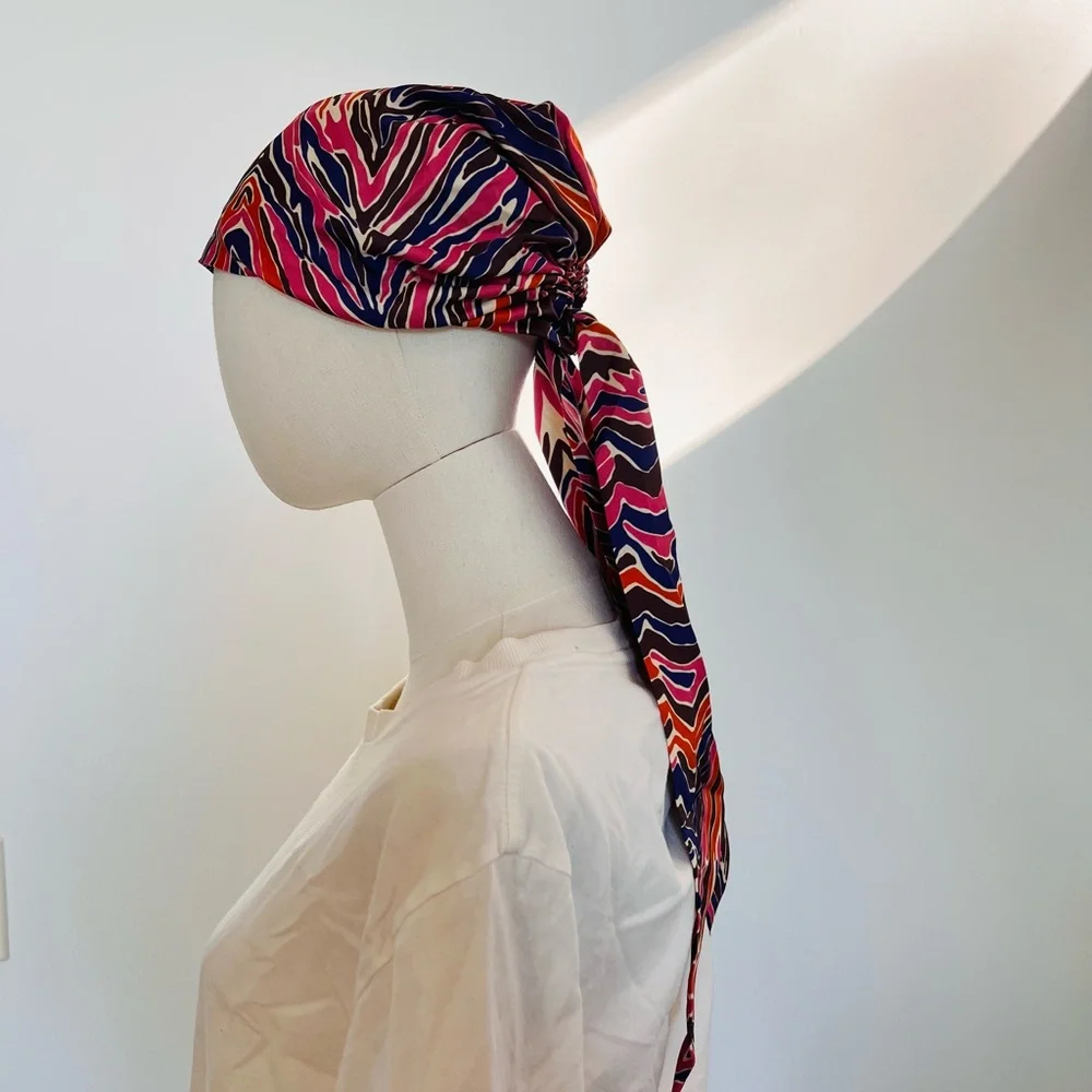 ZARA‎ MULTICOLOR GEOMETRIC PRE-TIED HEAD SCARF/TURBAN RESORT-WEAR VACATION
